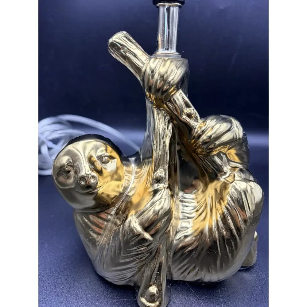 Gold Ceramic Sloth Lamp. Small Table Or Desk Size. Cute Decore